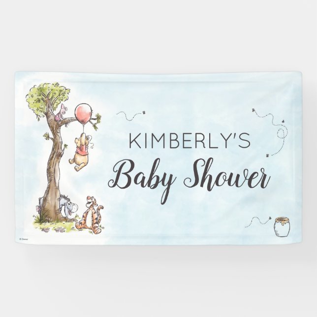 Pooh & Friends Watercolor Baby Shower Sign (Horizontal)