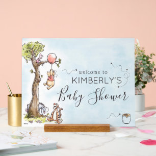 Pooh & Friends Watercolor Baby Shower Welcome  Acrylic Sign
