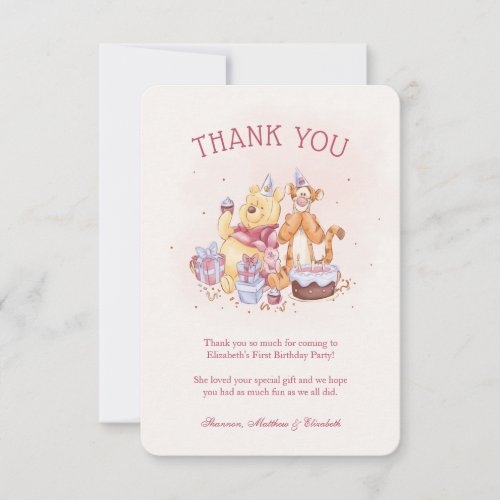 Pooh  Friends Watercolor   Birthday Thank You