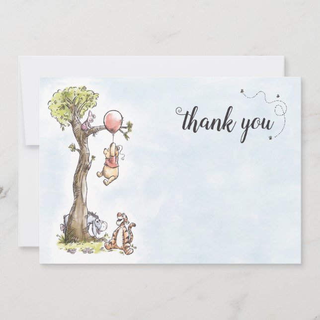Pooh & Friends Watercolor | Birthday Thank You Card (Front)