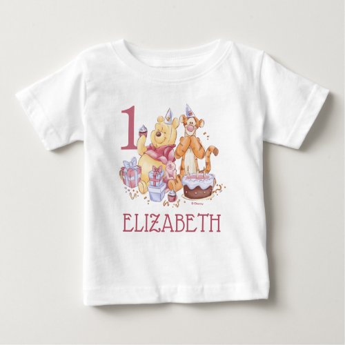 Pooh  Friends Watercolor  First Birthday Baby T_Shirt