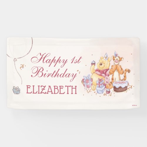 Pooh  Friends Watercolor  First Birthday Banner