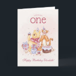Pooh & Friends Watercolor | First Birthday Card<br><div class="desc">Celebrate your little one’s special milestone with our Pooh & Friends Watercolor First Birthday Card. Featuring Winnie the Pooh, Piglet, Tigger, and Eeyore in a charming watercolor design, this card captures the warmth and magic of the Hundred Acre Wood. Perfect for birthday celebrations, this card adds a touch of Disney...</div>