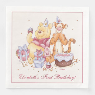 Pooh & Friends Watercolor First Birthday Paper Dinner Napkins