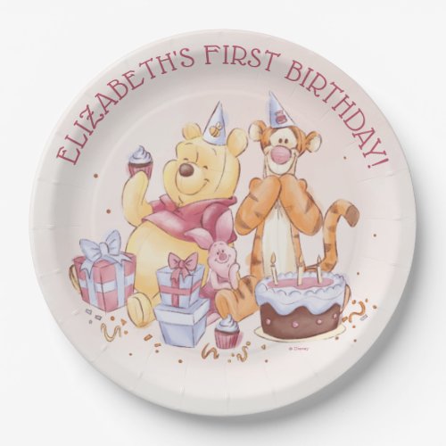Pooh  Friends Watercolor  First Birthday Paper Plates