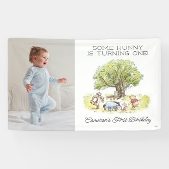 Pooh & Friends Watercolor | First Birthday - Photo Banner by winniethepooh at Zazzle
