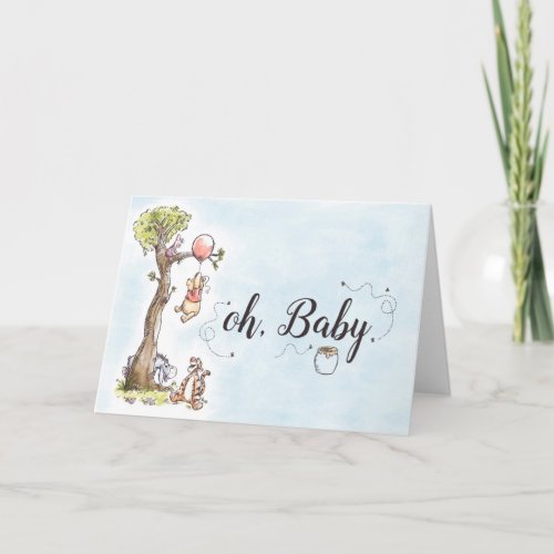 Pooh  Friends Watercolor  New Baby Card