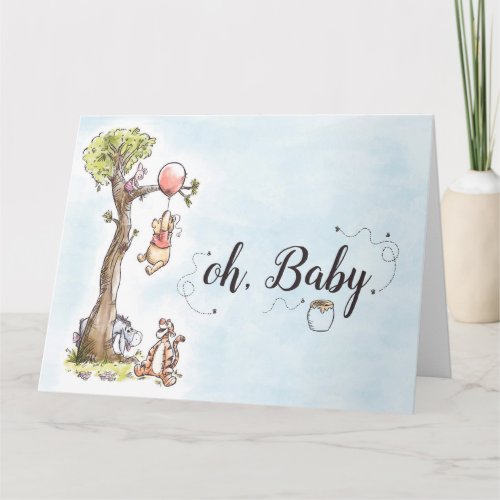 Pooh  Friends Watercolor  New Baby Card