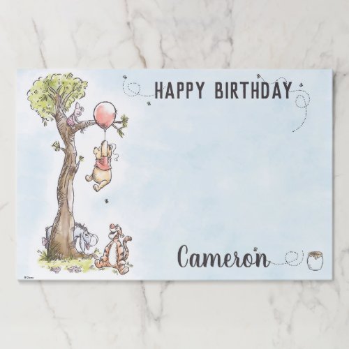 Pooh  Friends Watercolor Tree Birthday Placemats