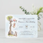 Pooh & Friends Watercolor Tree | First Birthday Invitation (Standing Front)