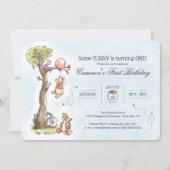 Pooh & Friends Watercolor Tree | First Birthday Invitation (Front)