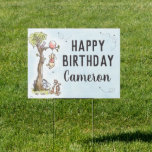 Pooh & Friends Watercolor Tree | First Birthday Sign<br><div class="desc">Celebrate your child's Birthday with these sweet watercolor Winnie the Pooh yard sign. Personalize by adding your child's name!</div>