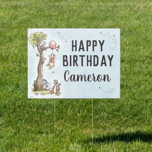 Pooh  Friends Watercolor Tree  First Birthday Sign
