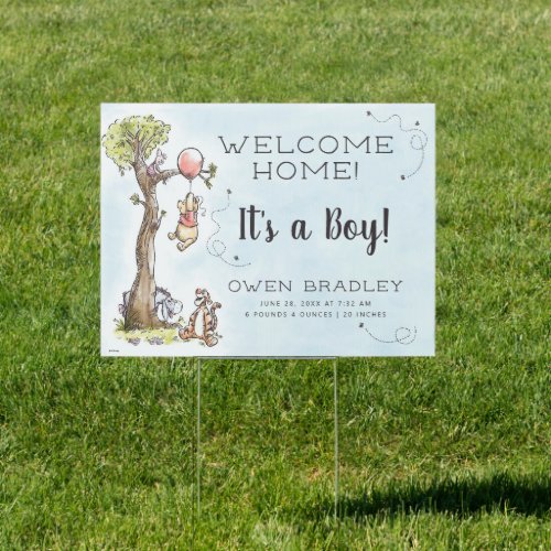 Pooh  Friends Watercolor Tree  Welcome Baby Sign