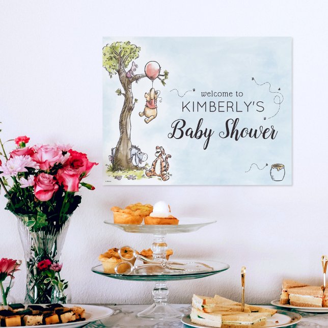 Pooh & Friends Watercolor Welcome Baby Shower Foam Board (Sign on wall)