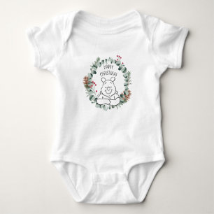 Pooh Happy Christmas Wreath Baby Bodysuit