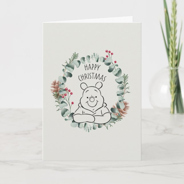 Pooh | Happy Christmas Wreath Card (Front)