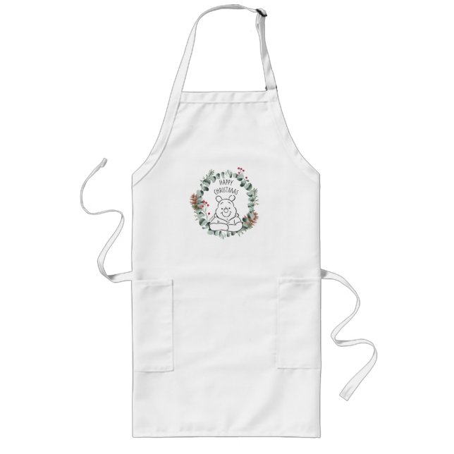 Pooh | Happy Christmas Wreath Long Apron (Front)