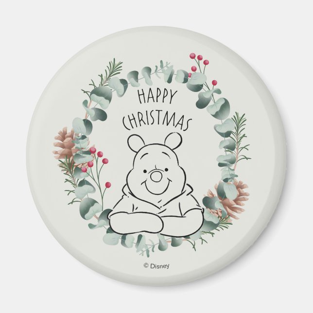 Pooh | Happy Christmas Wreath Magnet (Front)