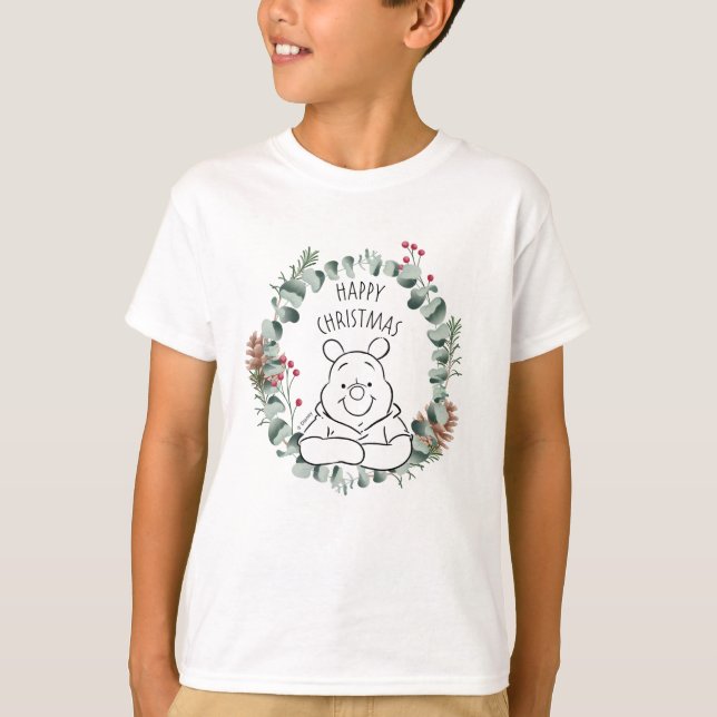 Pooh | Happy Christmas Wreath T-Shirt (Front)