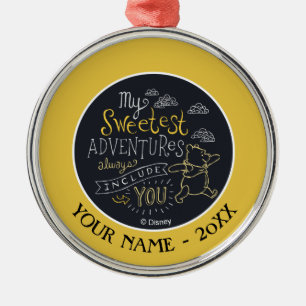 Pooh   My Sweetest Adventures Add Your Name Metal Ornament