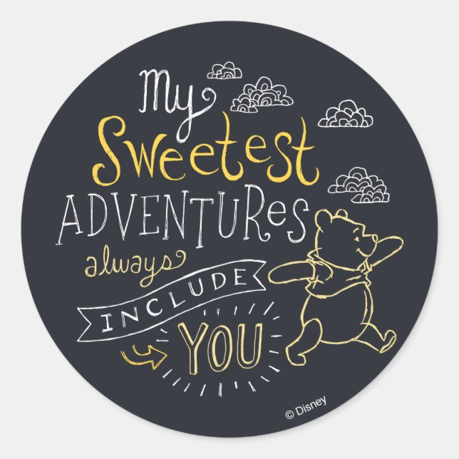 Pooh | My Sweetest Adventures Classic Round Sticker (Front)