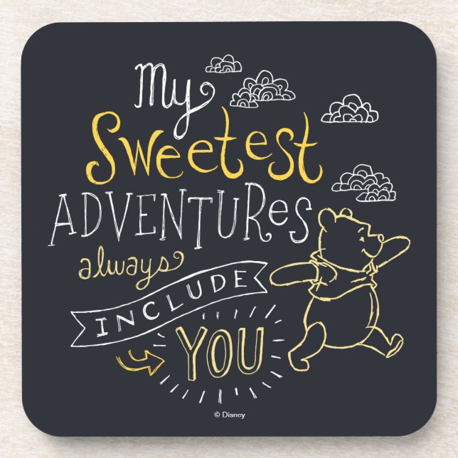 Pooh | My Sweetest Adventures Drink Coaster (Front)