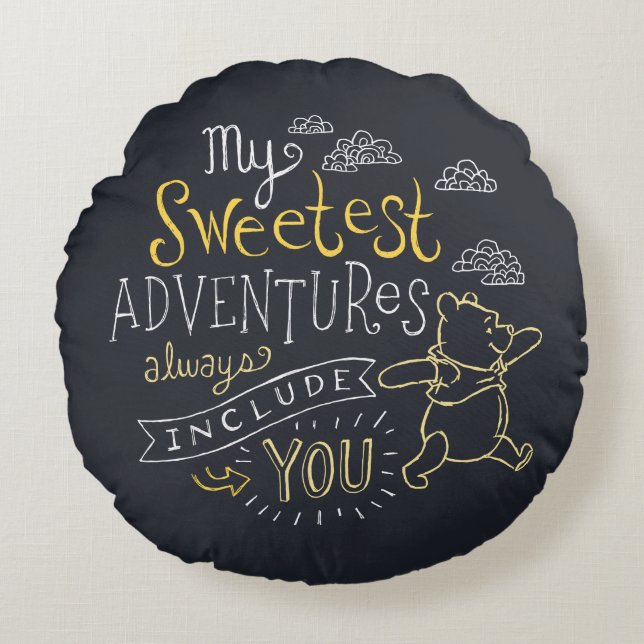 Pooh | My Sweetest Adventures Round Pillow (Front)