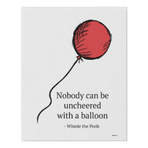 Pooh   Nobody Can be Uncheered with a Balloon Faux Canvas Print