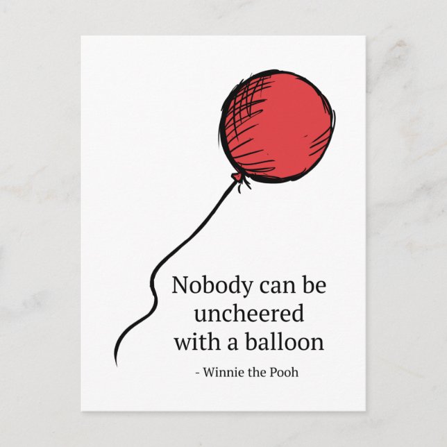 Pooh | Nobody Can be Uncheered with a Balloon Postcard (Front)