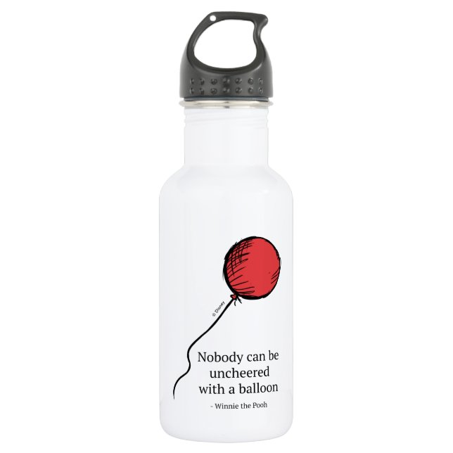 Pooh | Nobody Can be Uncheered with a Balloon Stainless Steel Water Bottle (Front)