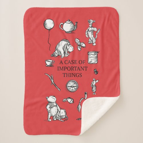 Pooh  Pals  A Case of Important Things Quote Sherpa Blanket