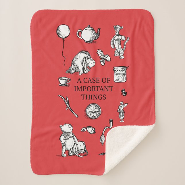 Pooh & Pals | A Case of Important Things Quote Sherpa Blanket (Front)