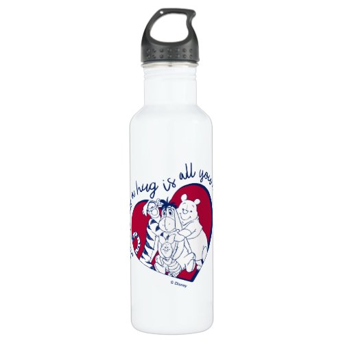 Pooh  Pals  A Hug is all You Need Quote Stainless Steel Water Bottle