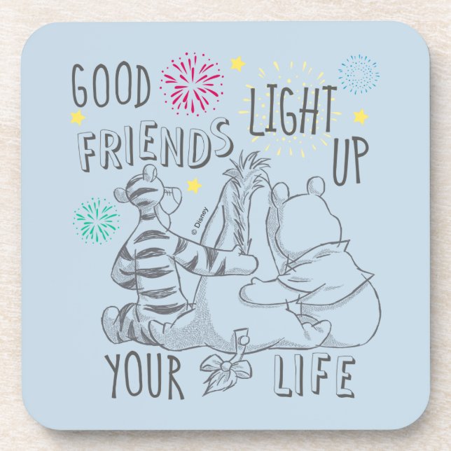 Pooh & Pals | Friends Light Up Your Life Drink Coaster (Front)