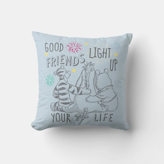 Pooh & Pals | Friends Light Up Your Life Throw Pillow (Front)