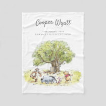 Pooh & Pals Watercolor Birth Details Fleece Blanket
