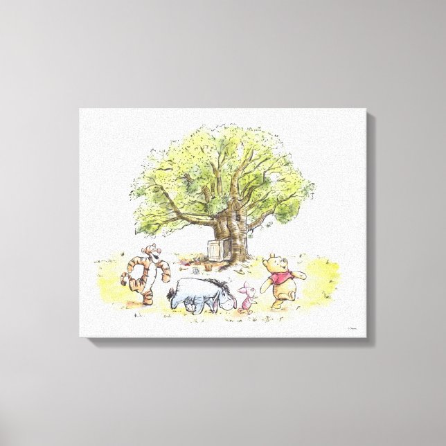 Pooh & Pals Watercolor Canvas Print (Front)