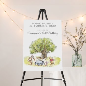 Pooh & Pals Watercolor First Birthday Welcome Sign by winniethepooh at Zazzle