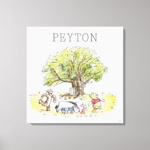 Pooh  Pals Watercolor Personalized Canvas Print