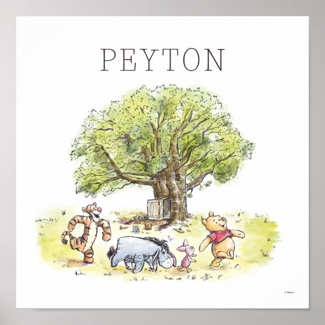 Pooh & Pals Watercolor  Personalized Poster (Front)