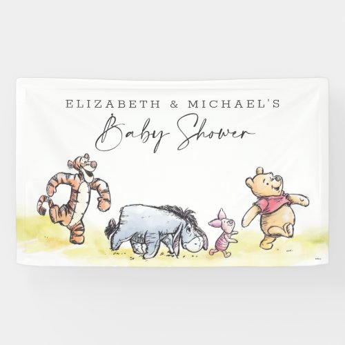 Pooh  Pals Watercolor Welcome Baby Shower Banner
