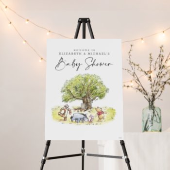 Pooh & Pals Watercolor Welcome Baby Shower Sign by winniethepooh at Zazzle