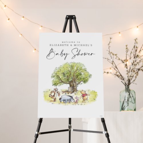 Pooh  Pals Watercolor Welcome Baby Shower Sign