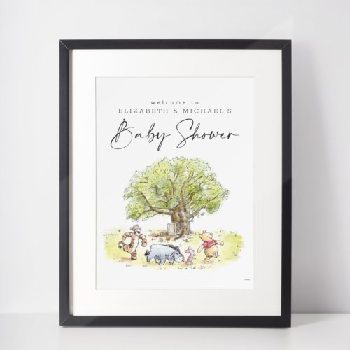 Pooh  Pals Watercolor Welcome Baby Shower Sign