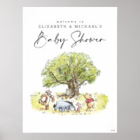 Pooh & Pals Watercolor Welcome Baby Shower Sign