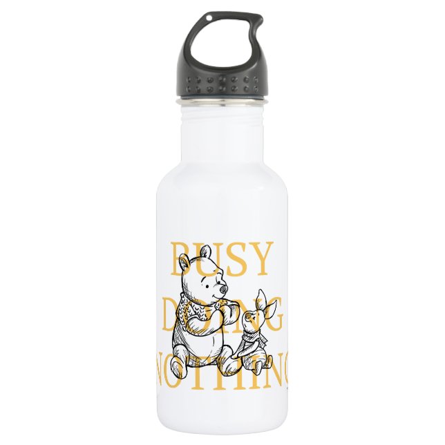 Pooh & Piglet | Busy Doing Nothing Quote Stainless Steel Water Bottle (Front)