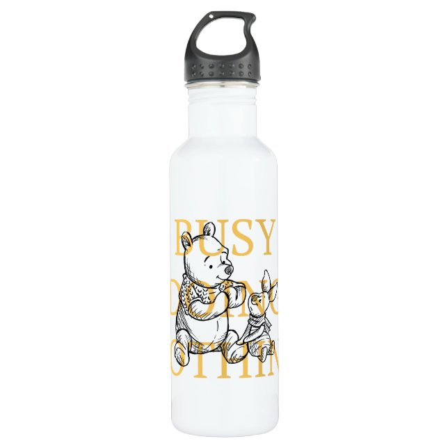 Pooh & Piglet | Busy Doing Nothing Quote Stainless Steel Water Bottle (Front)