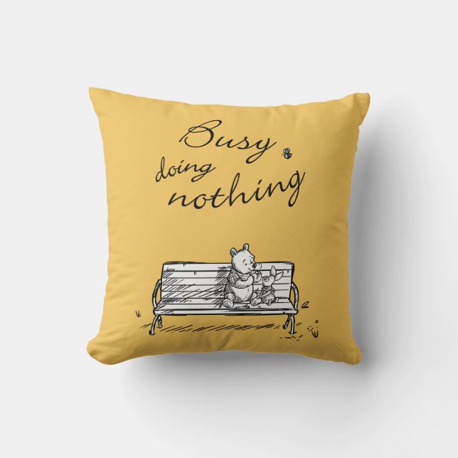 Pooh & Piglet | Busy Doing Nothing Throw Pillow (Front)