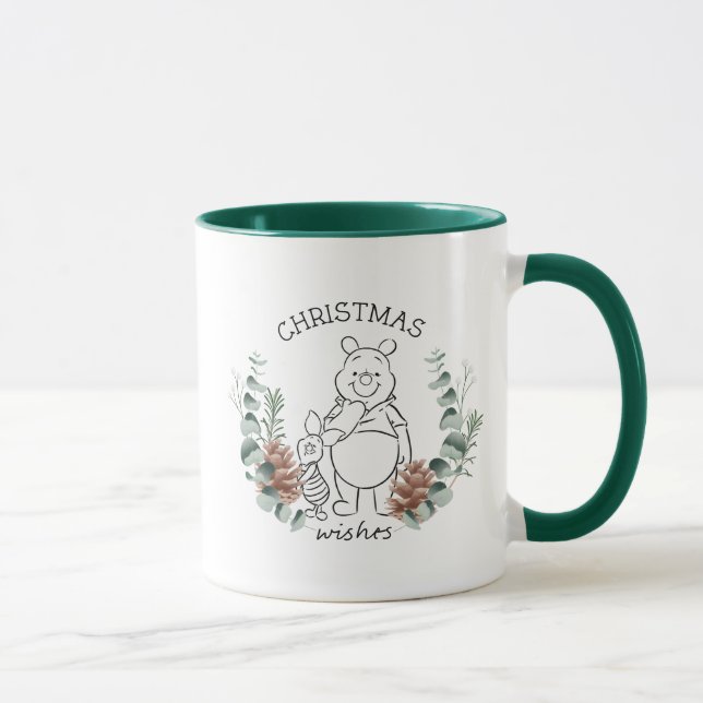Pooh & Piglet | Christmas Wishes Wreath Mug (Right)